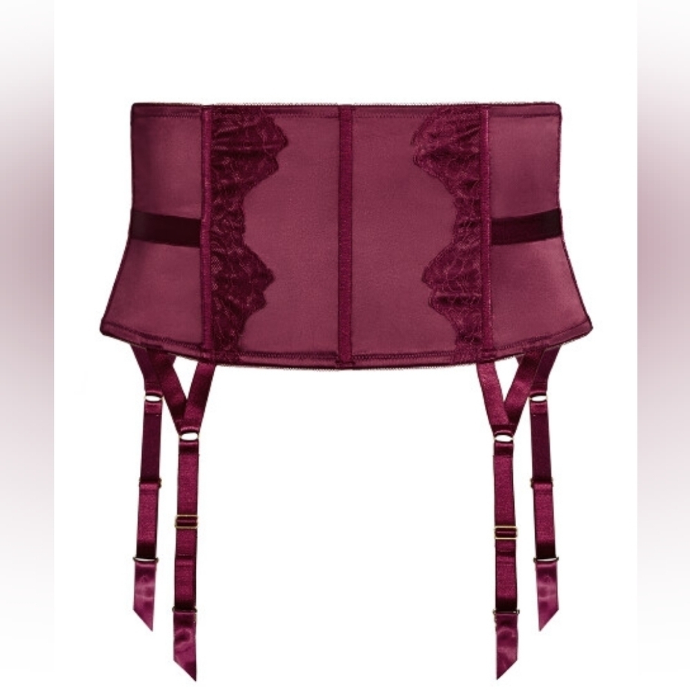 New longline garter belt - berry color